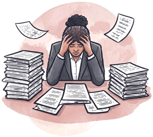 Icon showing overwhelming reporting workload